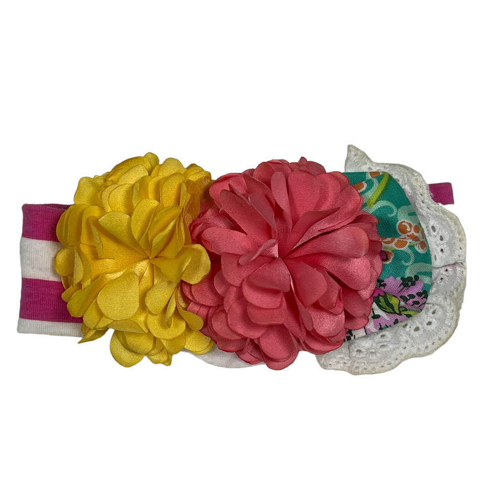 Haute Baby Purrfect Infant Floral Headband Pink Stripe OS